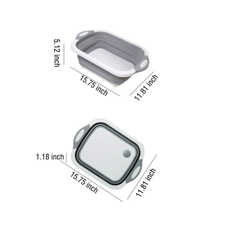 0098b (Brown Box) Foldable Chopping Board Dish Rack Washing Bowl Draining Basket 3in1 Multi-function