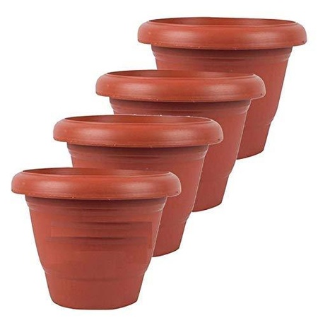 0822 Garden Heavy Plastic Planter Potgamla (Brown Pack Of 1)
