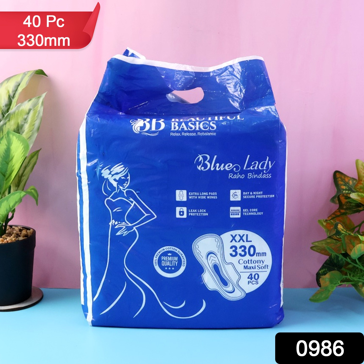 Blue Lady Extra Long Pads With Wides Wings Sanitary Pads 320 Mm 40-pack