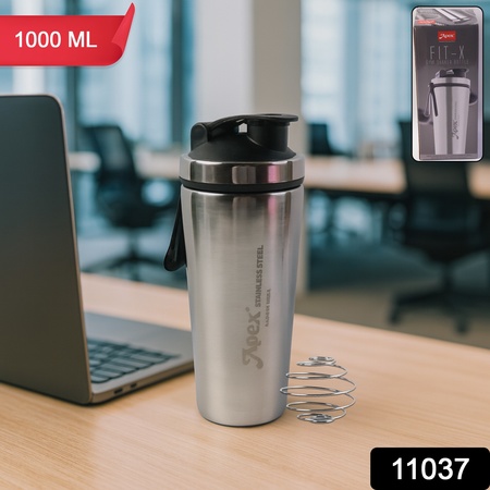 Apex Stainless Steel Gym Shaker Bottle And Spring (1000ml  1 Pc)