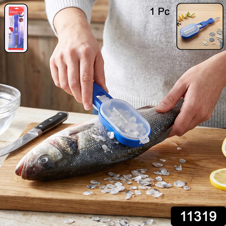 Fish Scaler Scraper With Lid Scale Remover Skin Cleaner For Kitchen (1 Pc)