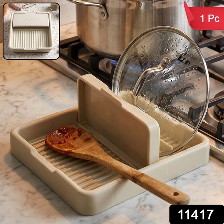 Plastic Pot Lid  Cooking Spoon Holder Stand For Kitchen Countertop Use (1 Pc)