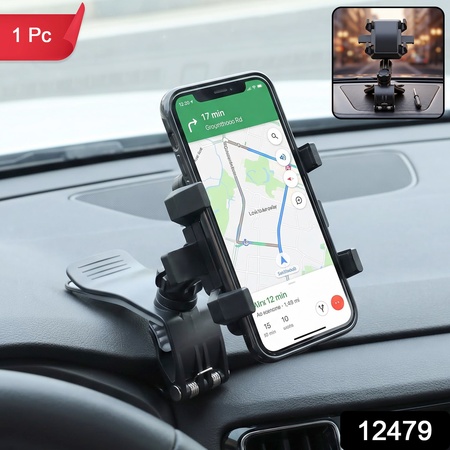 360 Degree Rotating Car Phone Holder With Adjustable Dashboard Clip Stand (1 Pc)