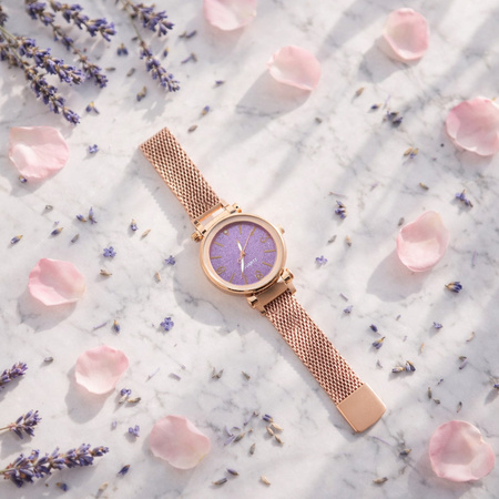 Elegant Rose Gold Mesh Strap Analog Wrist Watch For Women (1 Pc)