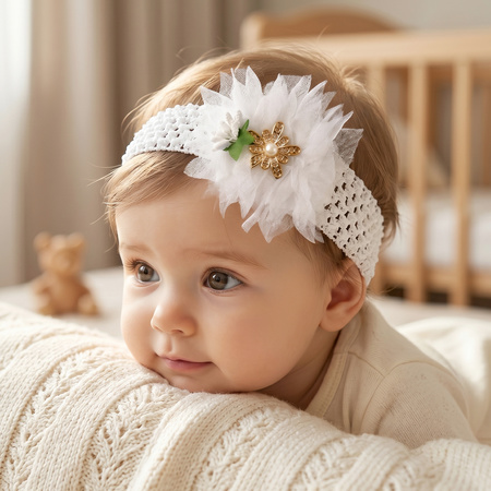 Cute Soft Elastic Floral Baby Headband Stylish Stretchable Hair Band (1 Pc)