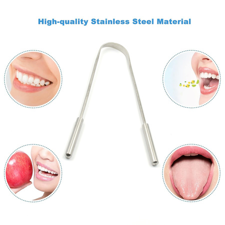 Tongue Cleaner For Kids Adults Tongue Scraper For Bad Breath Maintain Oral Hygiene For Daily Use For Fresh Breath Bacteria Removal Improved Taste (Steel Copper Tongue Cleaner 1 Pc)