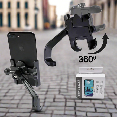 12674 Full Metal Body Bike Scooty 360 Degree Rotating Mobile Holder Stand For Bicycle Motorcycle Scooty For Maps And Gps Navigation Fits All Smartphones (1 Pc)