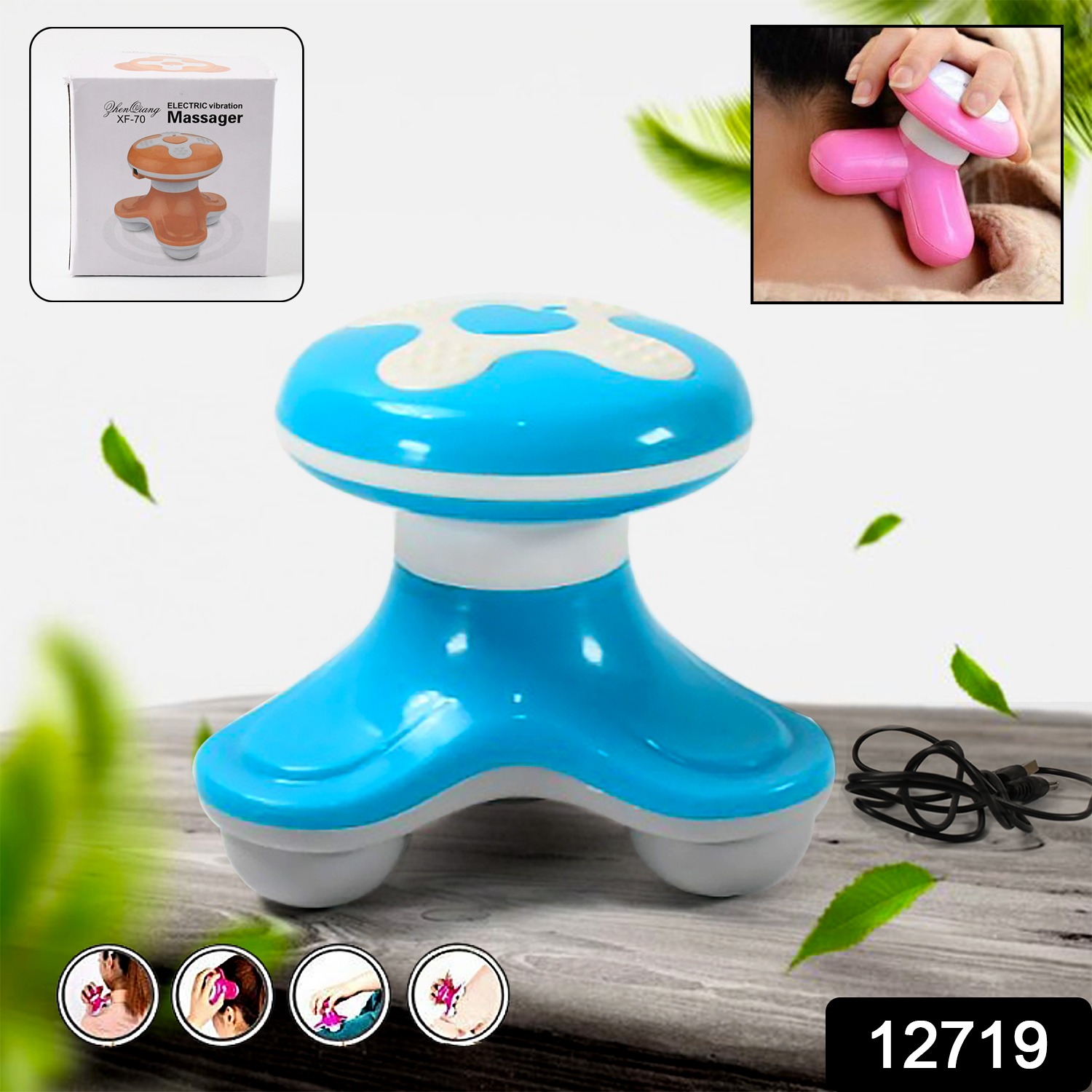 12719 Multifunctional Mini Massager Triangle Electric Usb Massager Automatic Switch Relieve Fatigue As A Gift (1 Pc Battery Not Included)