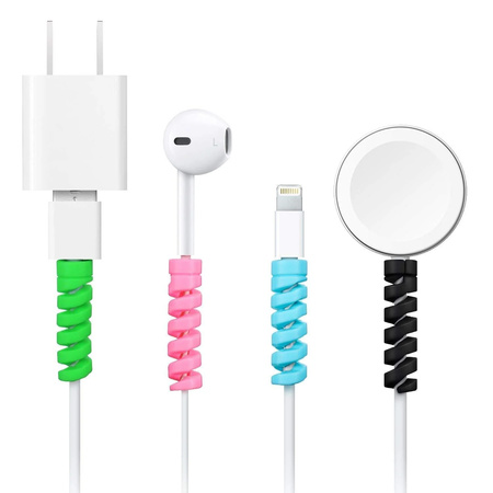 12722 Spiral Charger Cable Protector Data Cable Saver Charging Cords Protective For All Universal Earphone Cable Cover (Pack Of 10)