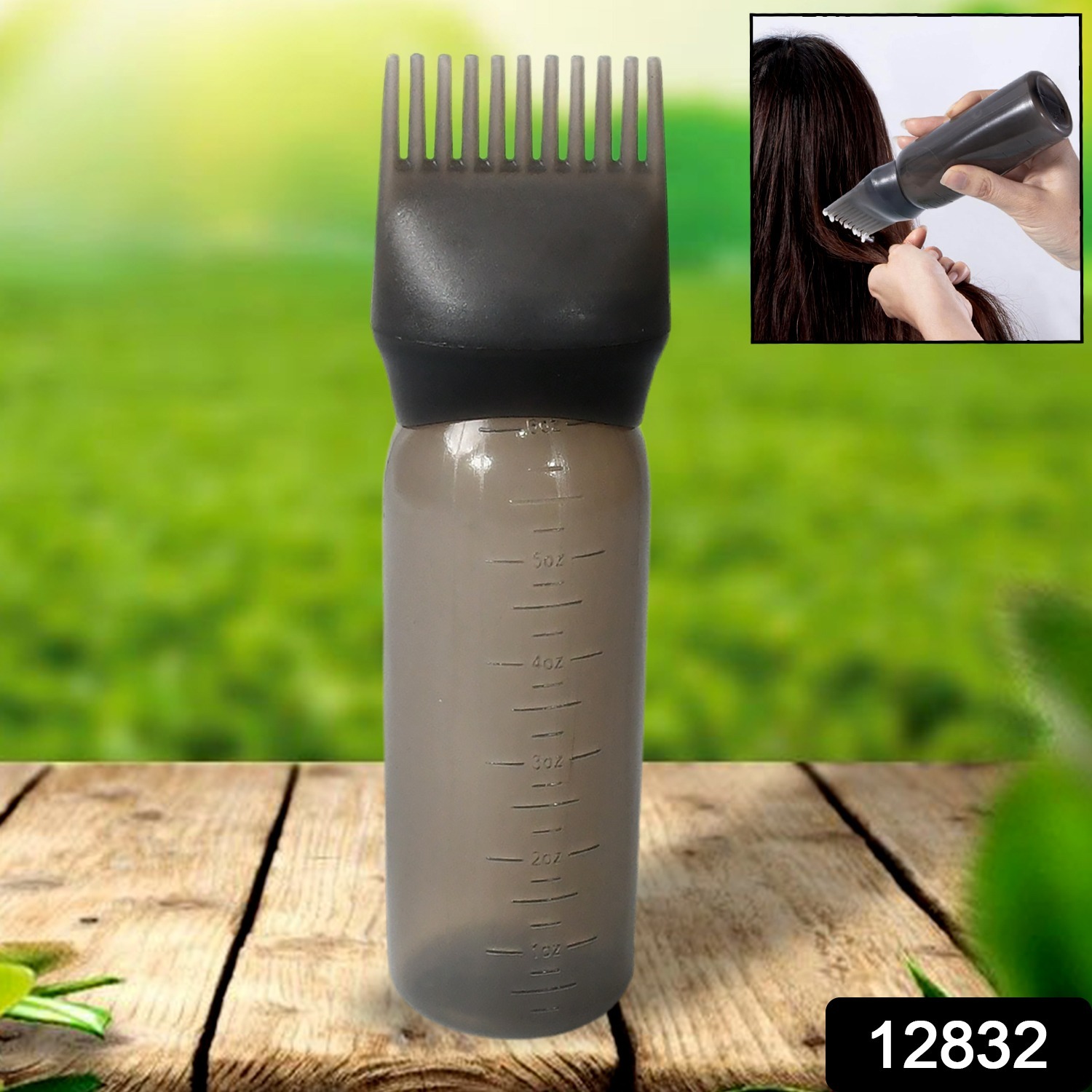 12832 Comb Applicator Bottle Hair Oil Applicator Bottle For Hair Dye Bottle Applicator Brush With Graduated Scale Professional Brush Applicator Comb Hairdressing Coloring Styling Tool (1 Pc)