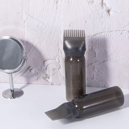 12832 Comb Applicator Bottle Hair Oil Applicator Bottle For Hair Dye Bottle Applicator Brush With Graduated Scale Professional Brush Applicator Comb Hairdressing Coloring Styling Tool (1 Pc)