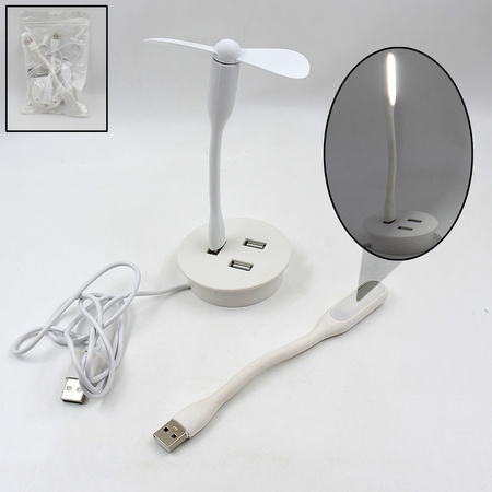 Portable Mini Usb Fan Usb Ligh Usb 3 Hub Port Combo