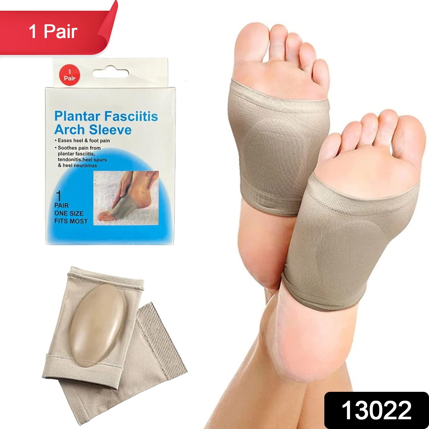 13022 Foot Arch Support For Men Women Medial Arch Support For Flat Feet Correction Sleeve With Cushion Plantar Fasciitis Leg Foot Pain Relief Product Foot Care For Orthopedic Shoes Slippers (1 Pair)