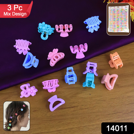 Plastic Small Hair Clips For Girls Kids Hair Accessories (3 Pcs Set Mix Color Design)