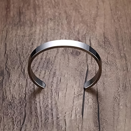 Minimalist Polished Open-ended Silver-tone Stainless Steel Kada (1 Pc)
