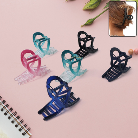 Plastic Hair Clamp Grip Simple Matte Hair Barrette Clamp (12 Pc Mix Design)