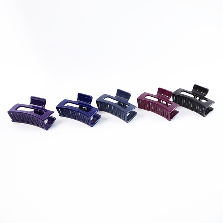 Matte Finish Rectangle Hair Claw Clip For Women And Girls Assorted Color Pack 12 Pc