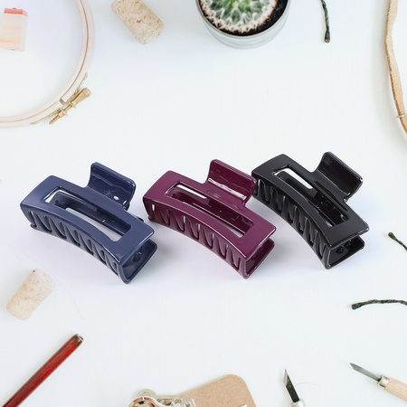 Matte Finish Rectangle Hair Claw Clip For Women And Girls Assorted Color Pack 12 Pc