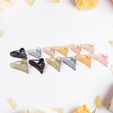 Triangle Shape Mix Color Plastic Hair Claw Clip 12 Pc Durable Grip For Women And Girls