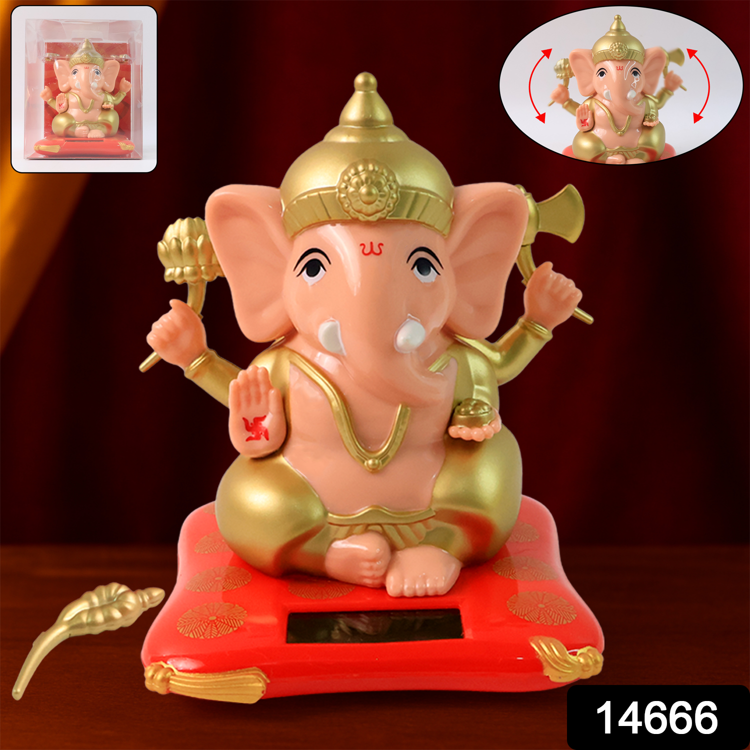 Solar-powered Dancing Ganesha Idol Decorative Lord Ganpati Showpiece With Movement