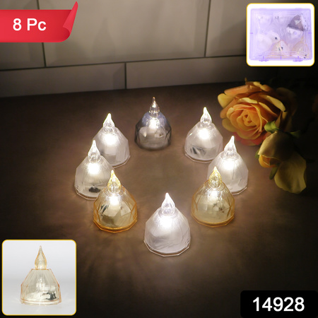 Led Flameless Decorative Diyas - (8 Pc)