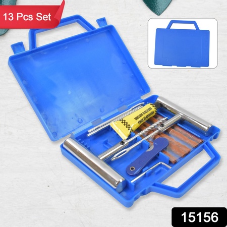Portable Tire Repair Kit Tyre Repairing Tool Set With Box – 13 Pcs Set