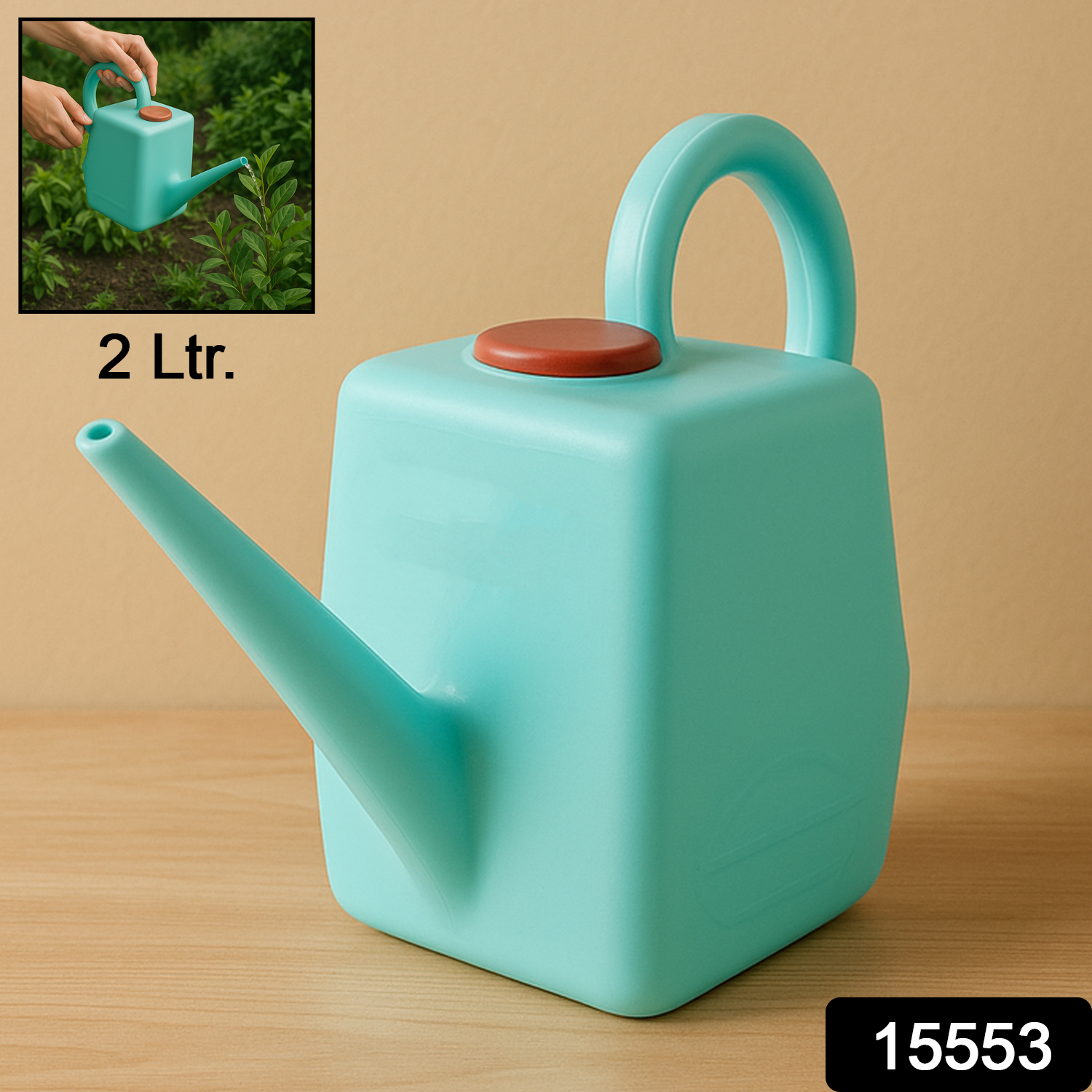 2 Litre Heavy-duty Plastic Gardening Watering Can With Long Spout Ergonomic Handle