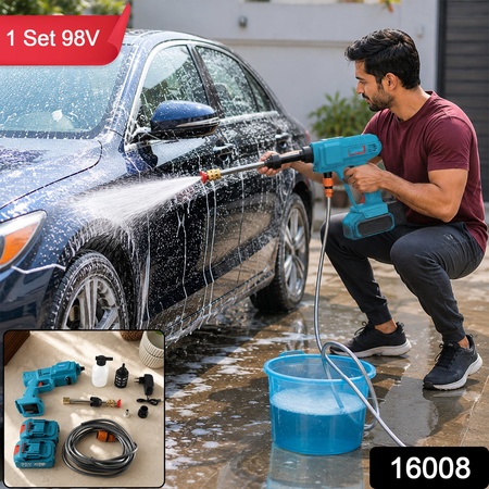 98v High Pressure Wireless Car Washer Kit With Battery And Accessories (1 Set)