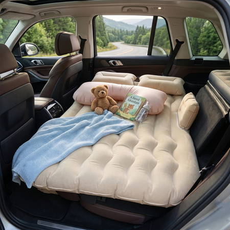 Car Air Mattress Bed Set With Inflatable Pillows And Cushions (1 Set Mix Design)