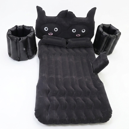 Cute Car Air Mattress Set With Black Cat Pillow For Comfortable Sleeping On The Go (1 Set)