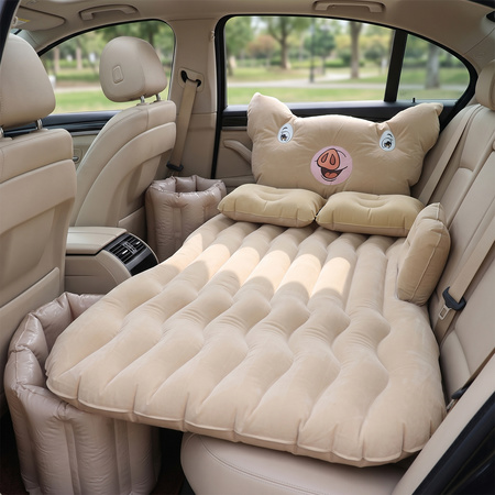 Car Air Mattress Bed Set Cartoon Pig Design Inflatable Travel Bed With Pillows
