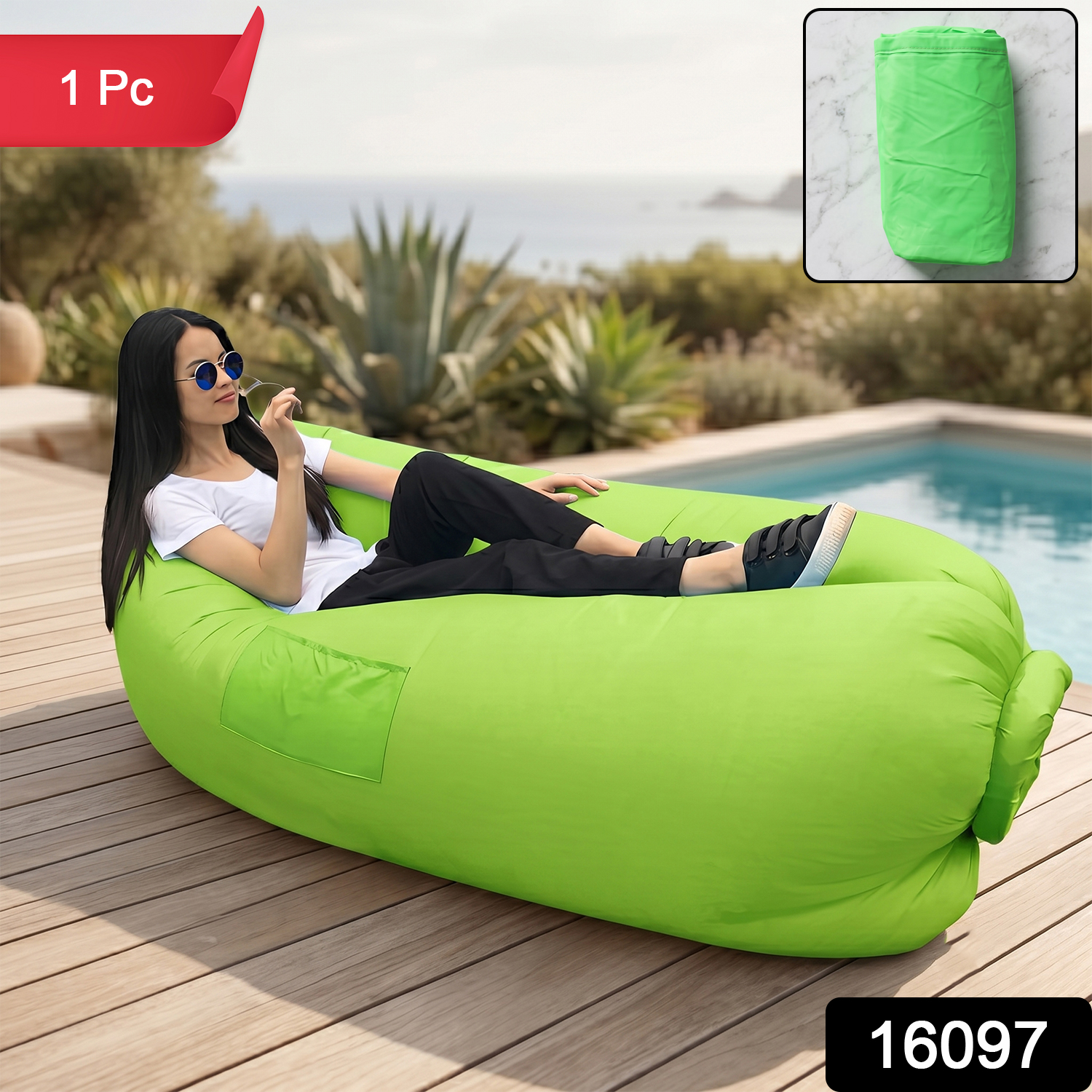 Inflatable Air Lounger Sofa For Outdoor Relaxing Travel (1 Pc)