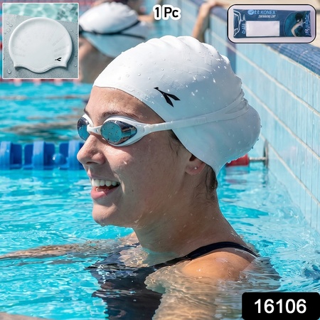 Konex Flexible Silicone Swimming Cap Waterproof Swim Hat For Adults Kids (1 Pc)