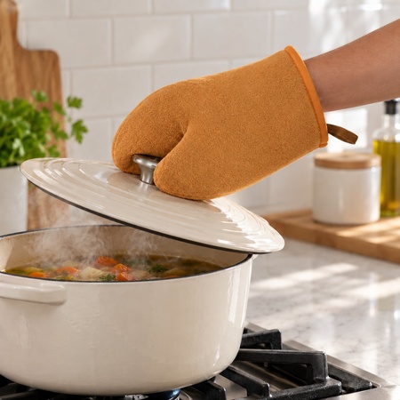 Reusable Kitchen Oven Mitt With Thumb Grip  Hanging Loop For Baking (1 Pc)