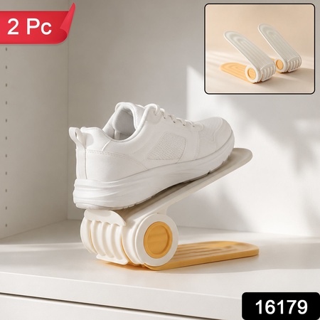 Portable Adjustable Shoe Storage Rack Space Saving Wardrobe Organizer Stand (2 Pc)