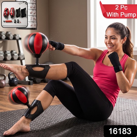 Inflatable Reflex Punching Bag Set With Leg Straps And Hand Air Pump For Fitness