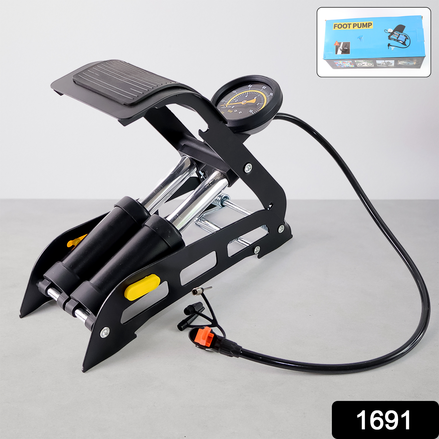 1691 Portable High Pressure Foot Air Pump Compressor For Car And Bike