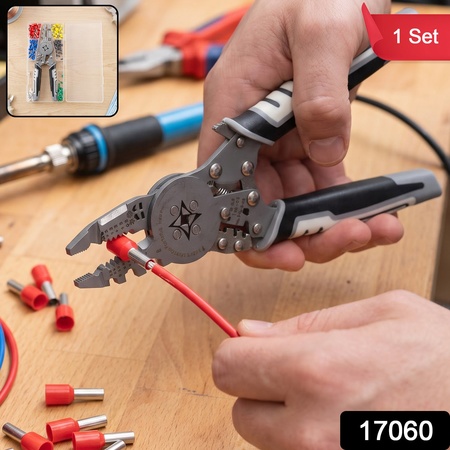 Multifunction Wire Crimping Pliers Tool Kit With Cutter And Connectors (1 Set)