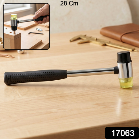 Double Head Rubber Hammer Soft Mallet With Steel Handle Non Slip Grip (1 Pc)