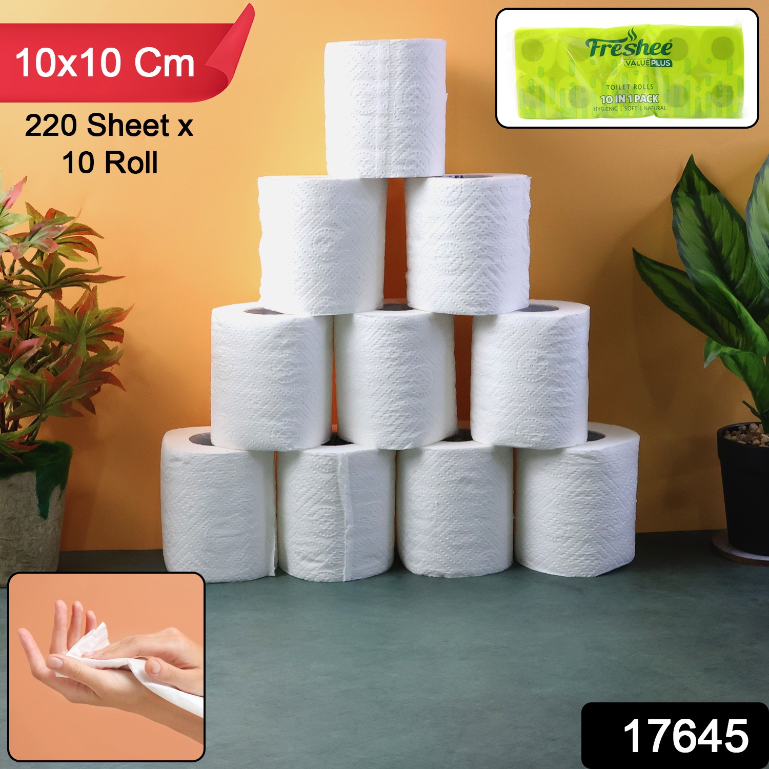 Toilet Tissue Rolls Soft Embossed Bathroom Tissue 220 Sheets 10 Rolls
