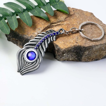 Elegant Metal Peacock Feather Keychain (1 Pc)
