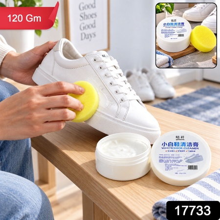 White Shoe Cleaning Cream With Sponge For Everyday Footwear Care (120 Gm)