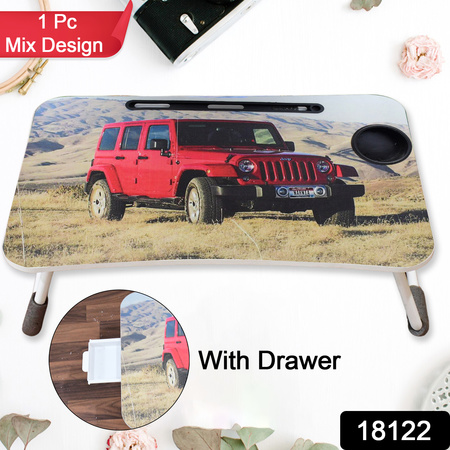 Multi-purpose Laptop Desk For Study And Reading With Foldable Cupholder Drawer (1 Pc Mix Catoon Design 5838 Cm)