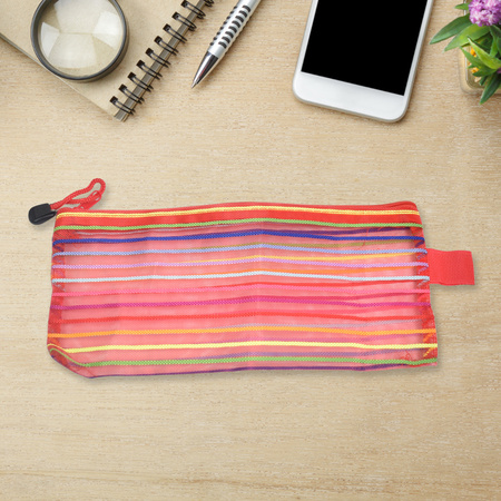 Transparent Zippered Nylon Mesh Multi Purpose Pouch Purse