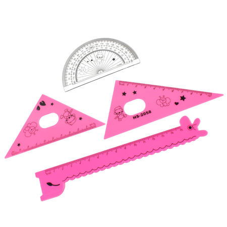 Cute Cartoon Giraffe Ruler Scale Meter Ruler Triangle Ruler (4 Pc Set)