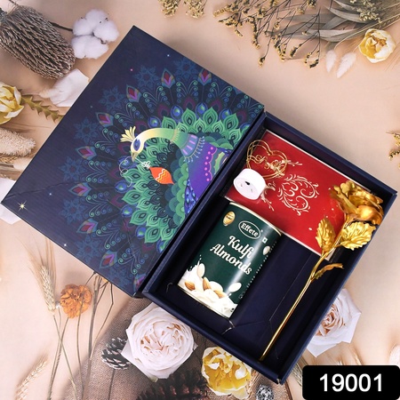 Valentines Day Love Set - Heart Light Chocolates Golden Flower Gift Box