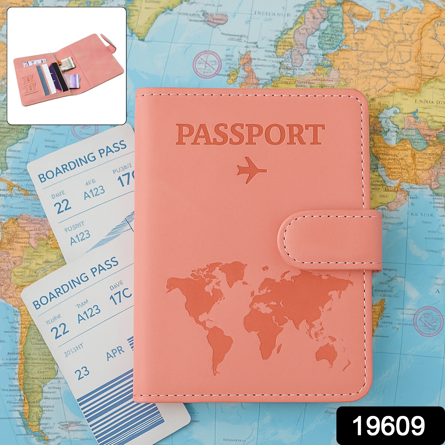 Premium World Map Design Travel Passport Holder Wallet (15x11cm 1 Pc)