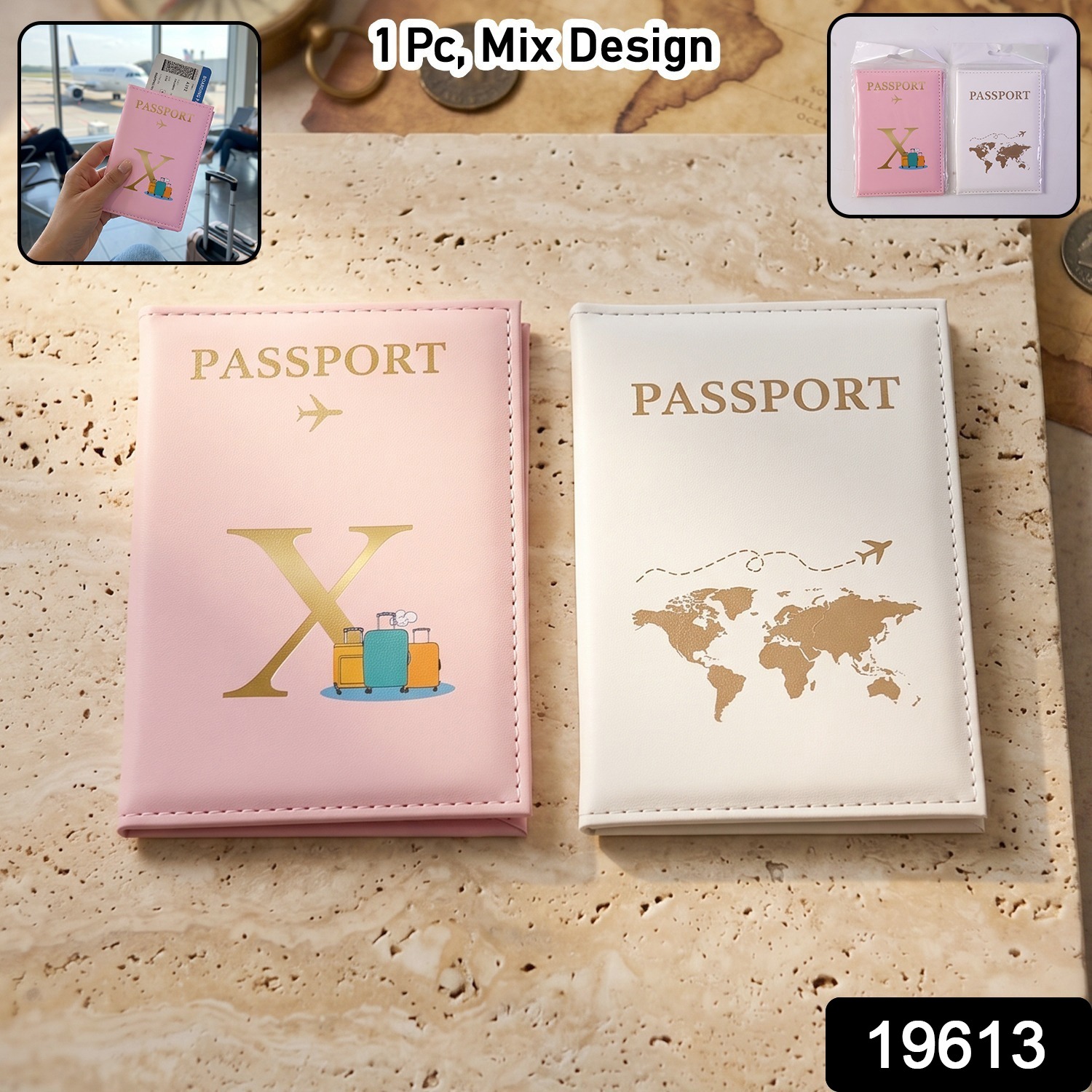 Mix Design Travel Passport Holder Wallet Document Organizer Cover Case (1 Pc)