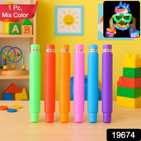 Led Glow Pop Tube Fidget Toy (Mix Color  1 Pc)
