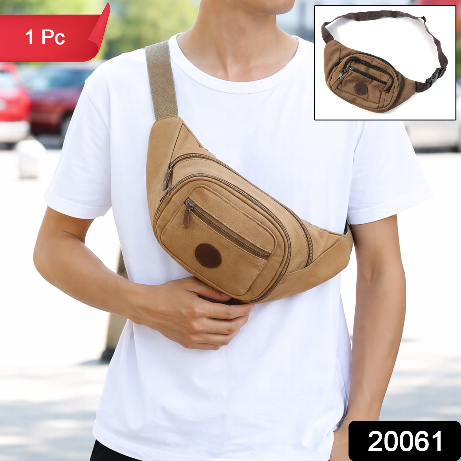 Stylish Canvas Waist Bag For Men Women (1 Pc) | GoModexa